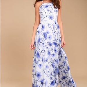 Lulus eternal joy blue floral maxi dress